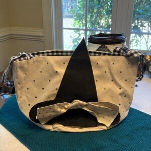 Mudpie Witch Hat 100% Cotton Canvas Tote with Bow